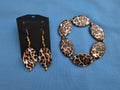 Leopard Print Earring  and Bracelet  Set